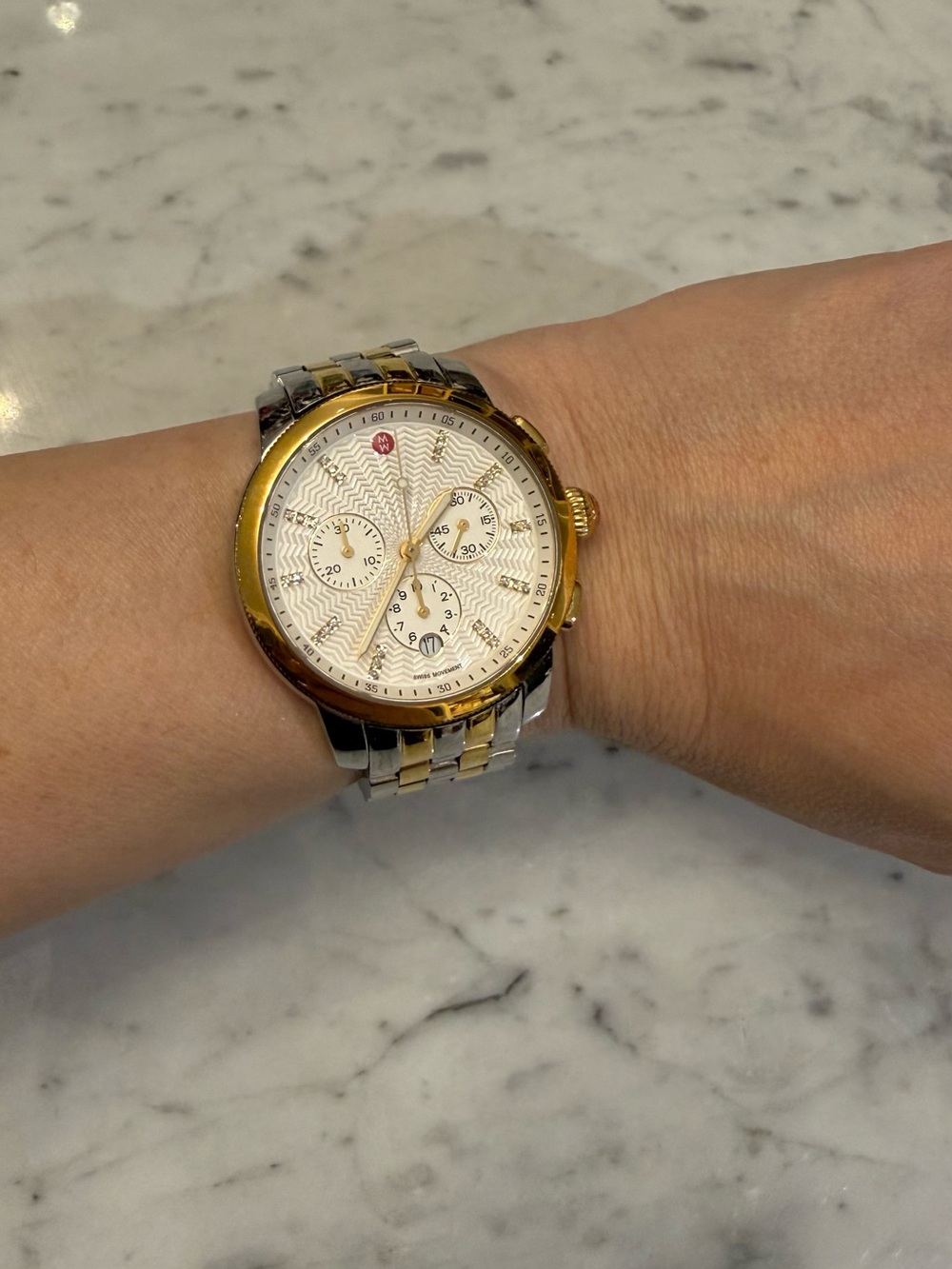 Michele Two-Tone Gold & Silver Chronograph Watch